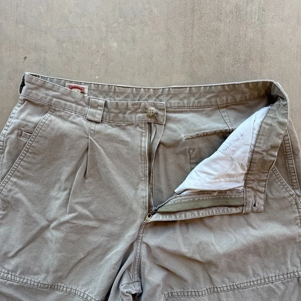 Vintage Banana Republic Khaki Utility Chino Pants Tan Pleated Straight Leg 38